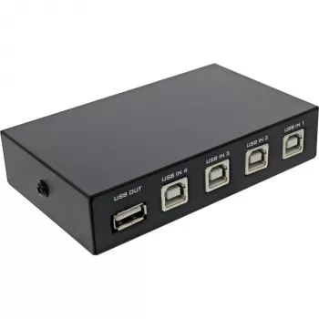 InLine Conmutador USB 2.0 manual dispositivo USB-A a 4 ordenadores con cable