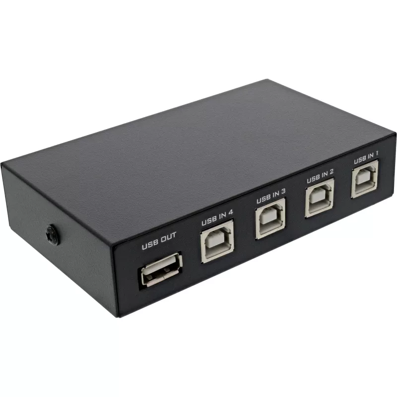 InLine Conmutador USB 2.0 manual dispositivo USB-A a 4 ordenadores con cable
