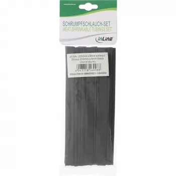 Set de tubo termorretráctil InLine 200 mm de longitud, diámetro 9 mm → 4,5 mm, 20 uds., negro