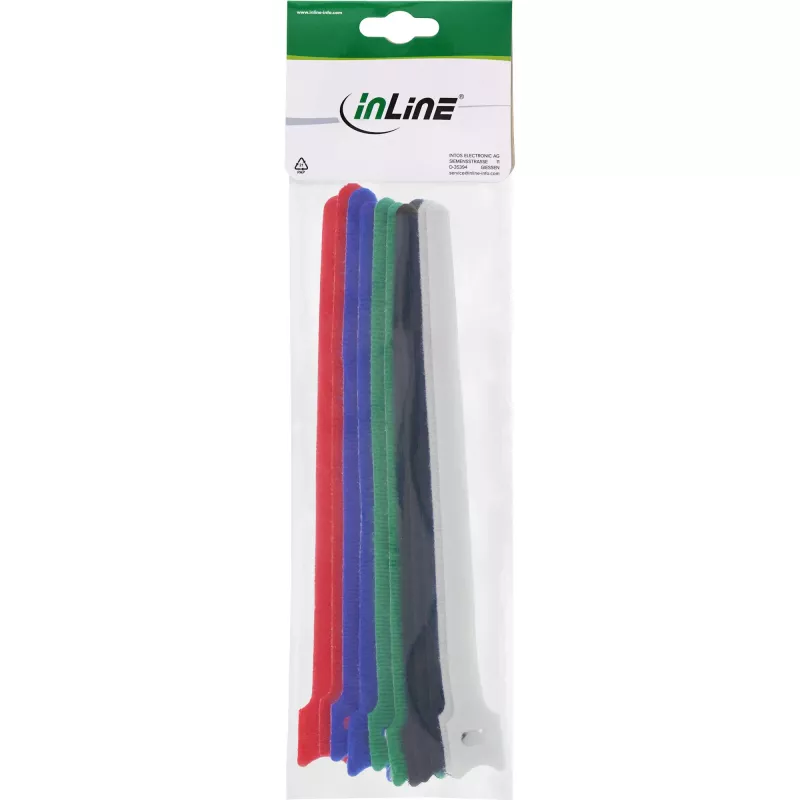 InLine bridas de velcro para cables 12x125mm, 10 uds., 5 colores