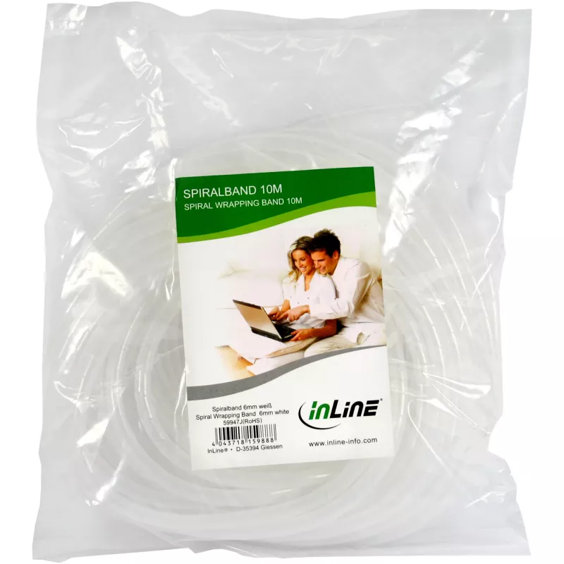 InLine cinta espiral para cables 10m natural 18mm, blanco, 10000 mm, 18 mm, 585 g, 350 mm, 360 mm