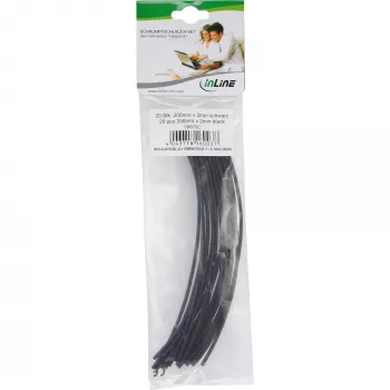 Tubo termorretráctil InLine 200 mm, ratio de retracción 2 mm → 1 mm, 20 uds., negro