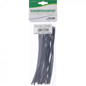 Tubo termorretráctil InLine 200 mm, 3 mm → 1,5 mm, 20 uds., negro