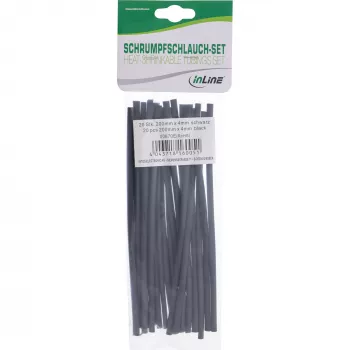 Tubo termorretráctil InLine 200 mm, ratio de retracción 4 mm a 2 mm, 20 uds., negro