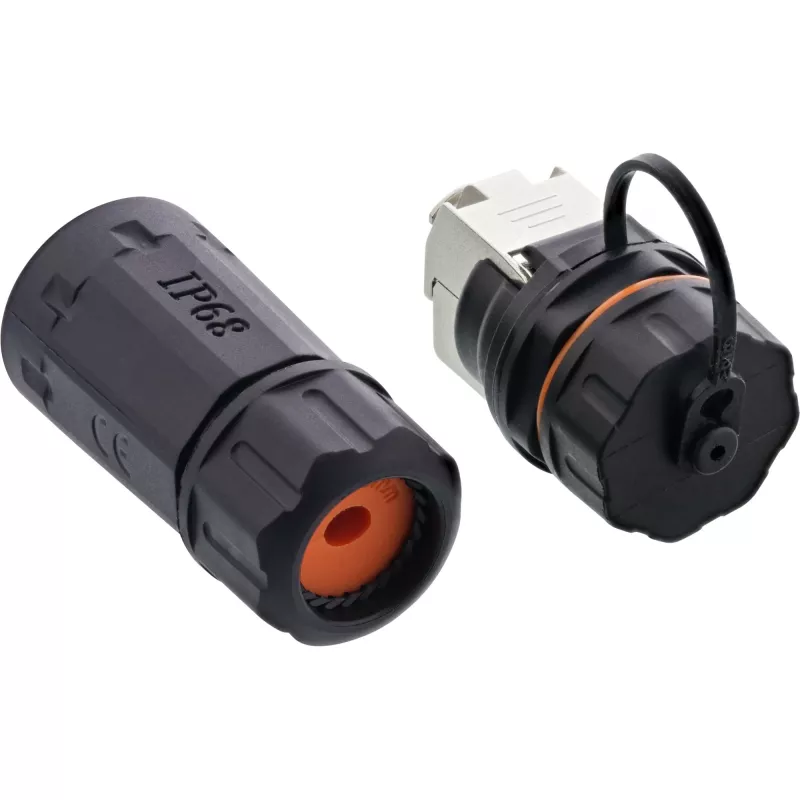 InLine set de acopladores Cat.6A, impermeable IP68, 2x RJ45 H/H, 1:1