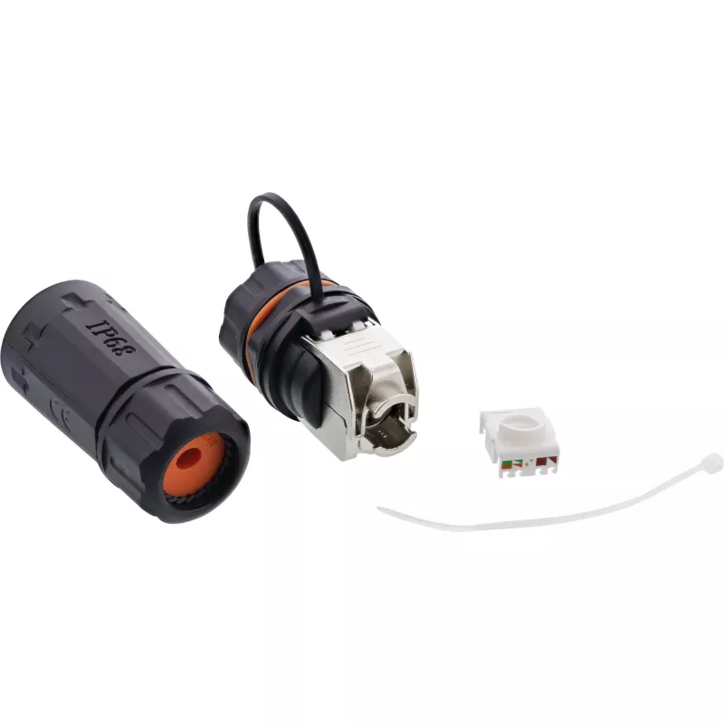 InLine set de acopladores Cat.6A, impermeable IP68, 2x RJ45 H/H, 1:1