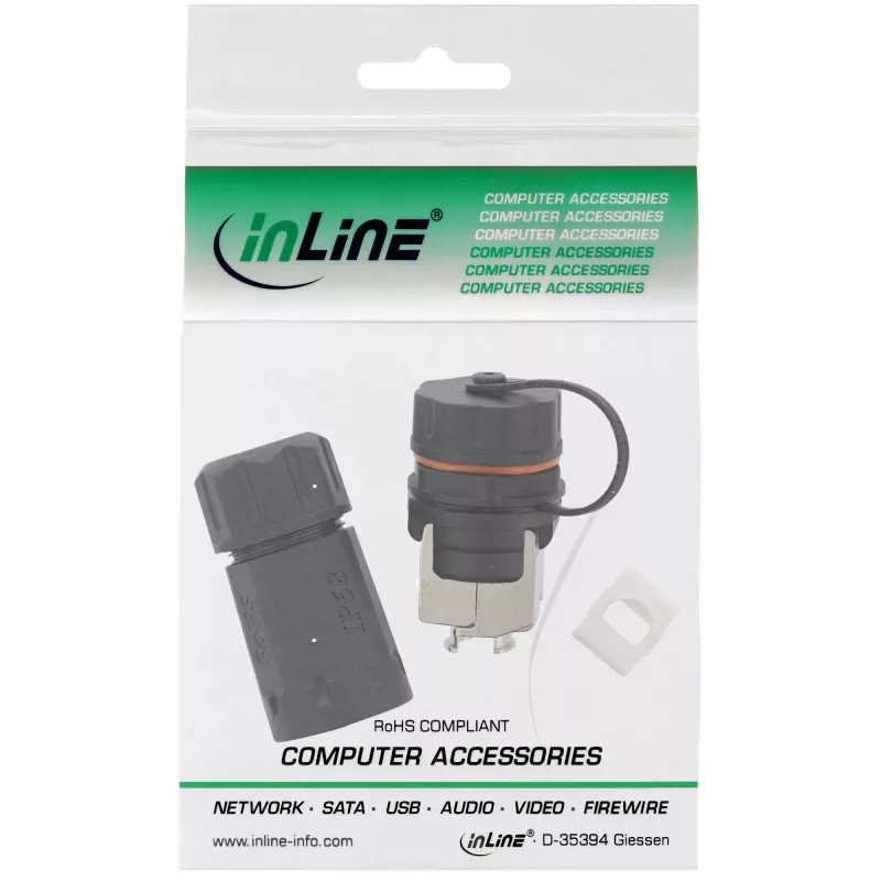 InLine set de acopladores Cat.6A, impermeable IP68, 2x RJ45 H/H, 1:1