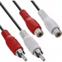 InLine cable de audio 2x conector macho RCA / conector hembra 5m, conector macho, 2 x RCA, conector hembra, 5 m, negro