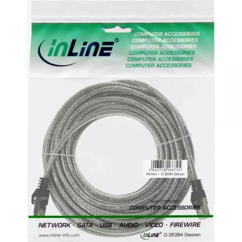 Cable de red InLine SF/UTP Cat.5e transparente 7,5 m