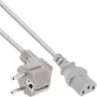 Cable de alimentación InLine, CEE 7/7 acodado / 3 polos IEC C13 macho, gris, 1,5 m