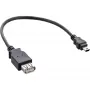 Cable USB 2.0 InLine, hembra A / Mini-5-pin macho, 0,2 m, 0,2 m, Mini-USB B, USB A, USB 2.0, macho/hembra, negro