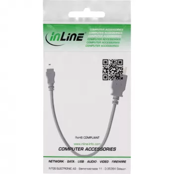 Cable USB 2.0 InLine, hembra A / Mini-5-pin macho, 0,2 m, 0,2 m, Mini-USB B, USB A, USB 2.0, macho/hembra, negro