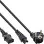 Cable de alimentación en Y InLine CEE 7/7 macho acodado / 3 polos IEC C13 y C5 macho, 2 m