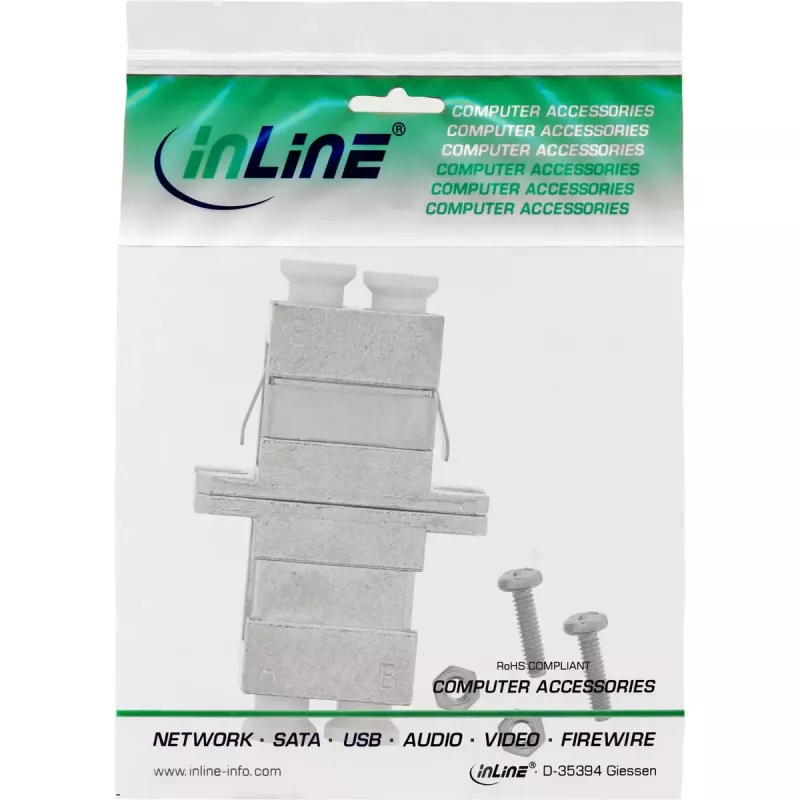 Adaptador de fibra óptica InLine metal dúplex LC/LC SM casquillo cerámico con brida