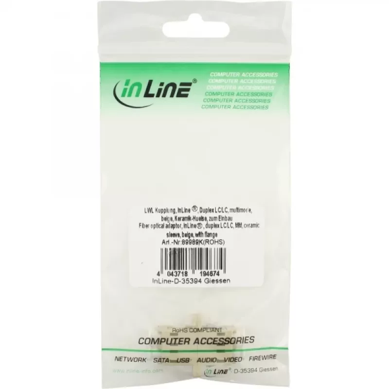 Adaptador de fibra óptica dúplex LC/LC MM InLine 89989K