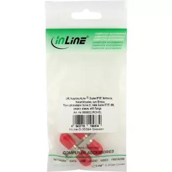 Adaptador de fibra óptica InLine metal dúplex ST/ST MM casquillo cerámico con brida