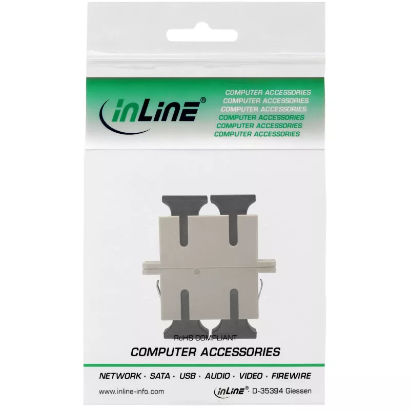 Adaptador de fibra óptica dúplex SC/SC MM casquillo cerámico con brida InLine 89992A