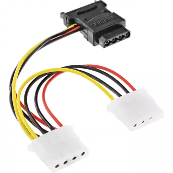 Cable de alimentación SATA hembra SATA / 3x 4-pin Molex macho 0,15 m InLine 29679
