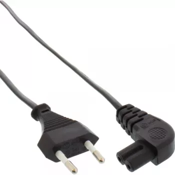 Cable de alimentación InLine, enchufe euro / conector euro8 acodado, negro, 2 m