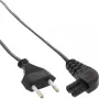 Cable de alimentación InLine, enchufe euro / conector euro8 acodado, negro, 2 m