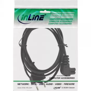 Cable de alimentación InLine, enchufe euro / conector euro8 acodado, negro, 2 m