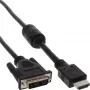 Cable HDMI-DVI InLine 19 pines macho / 18+1 macho + núcleo de ferrita negro 3 m
