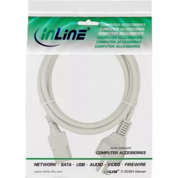 Cable de alimentación InLine, CEE 7/7 recto / IEC C13 de 3 polos macho, gris, 1,5 m