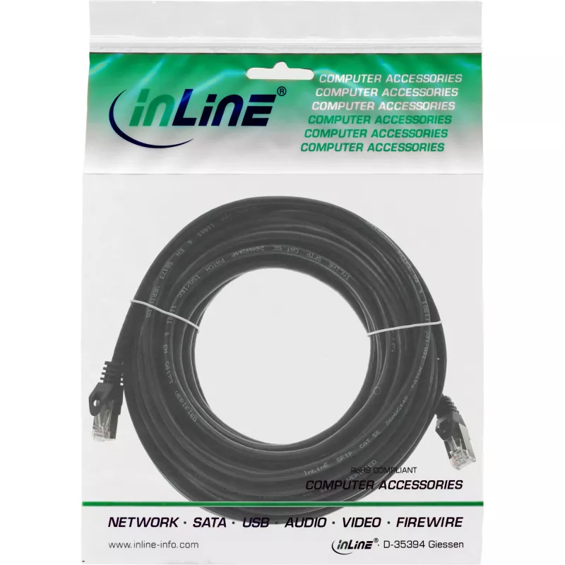 Cable de red SF/UTP Cat.5e negro 7,5 m InLine