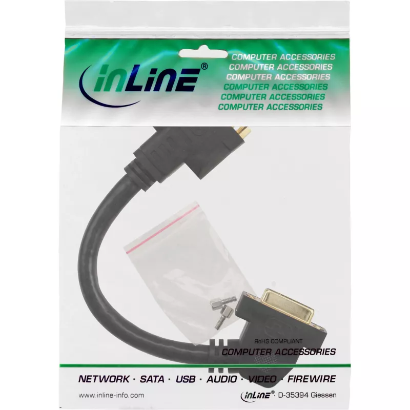 Cable adaptador DVI-I InLine 24+5 DVI hembra / hembra con brida 0,2 m