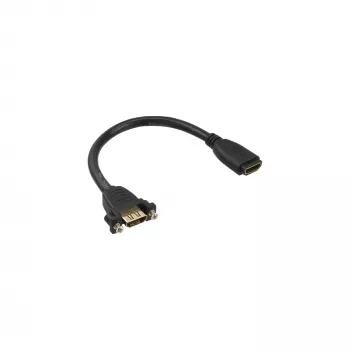 Cable adaptador HDMI InLine Type-A hembra/hembra con brida dorado 4K2K, 0,2 m