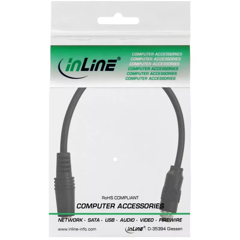 Cable adaptador de audio InLine, conector hembra estéreo de 3,5 mm a hembra, con una funda, 0,2 m