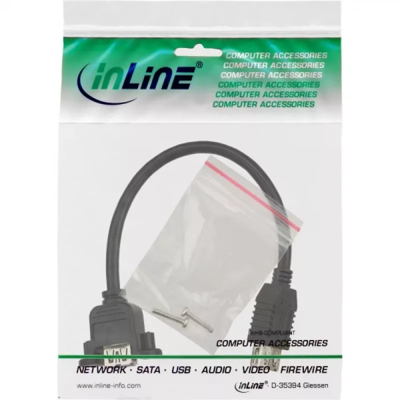 Cable adaptador USB 3.0 InLine Type-A hembra / conector de chasis Type-A, 0,20 m