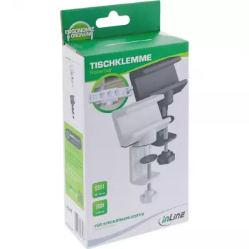 Soporte para regleta de enchufes InLine 23193B soporte giratorio con abrazadera de tornillo negro