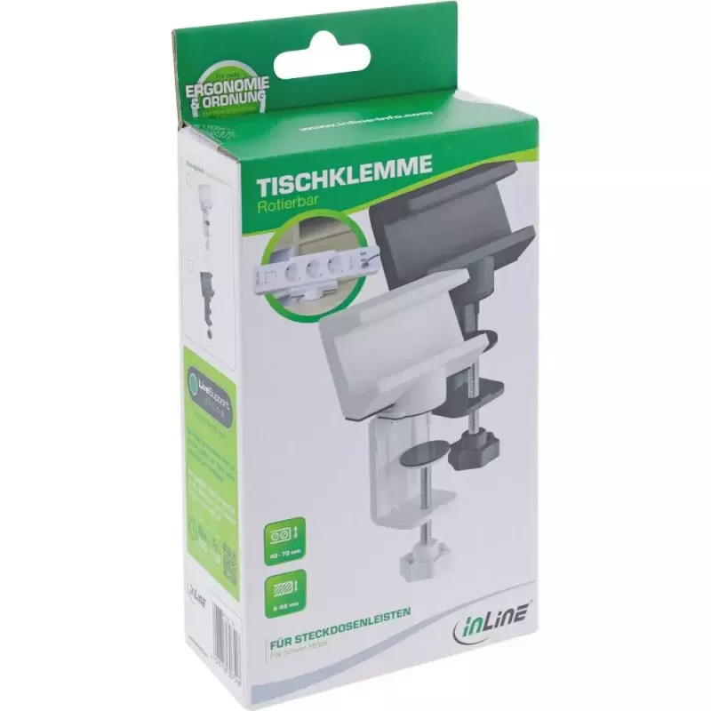 Soporte para regleta de enchufes InLine 23193B soporte giratorio con abrazadera de tornillo negro