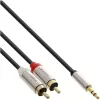 Cable de audio 3,5 mm conector macho a 2x conector macho RCA InLine Basic slim S-99241