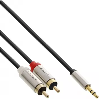 Cable de audio 3,5 mm conector macho a 2x conector macho RCA InLine Basic slim S-99241