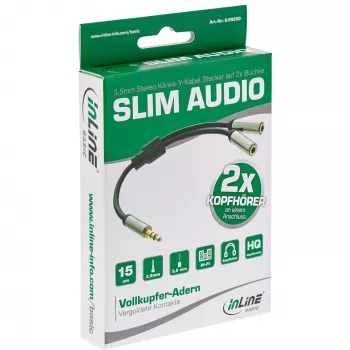 Cable de audio InLine S-99250 0,15 m 3,5mm 2 x 3,5mm negro, plata