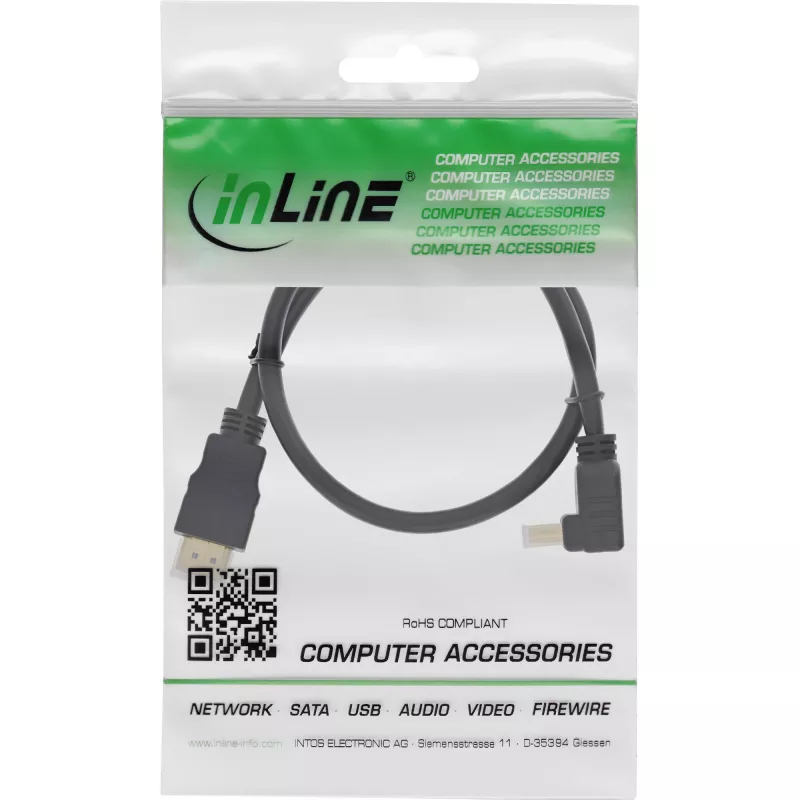 Cable HDMI High Speed con Ethernet en ángulo InLine 3m