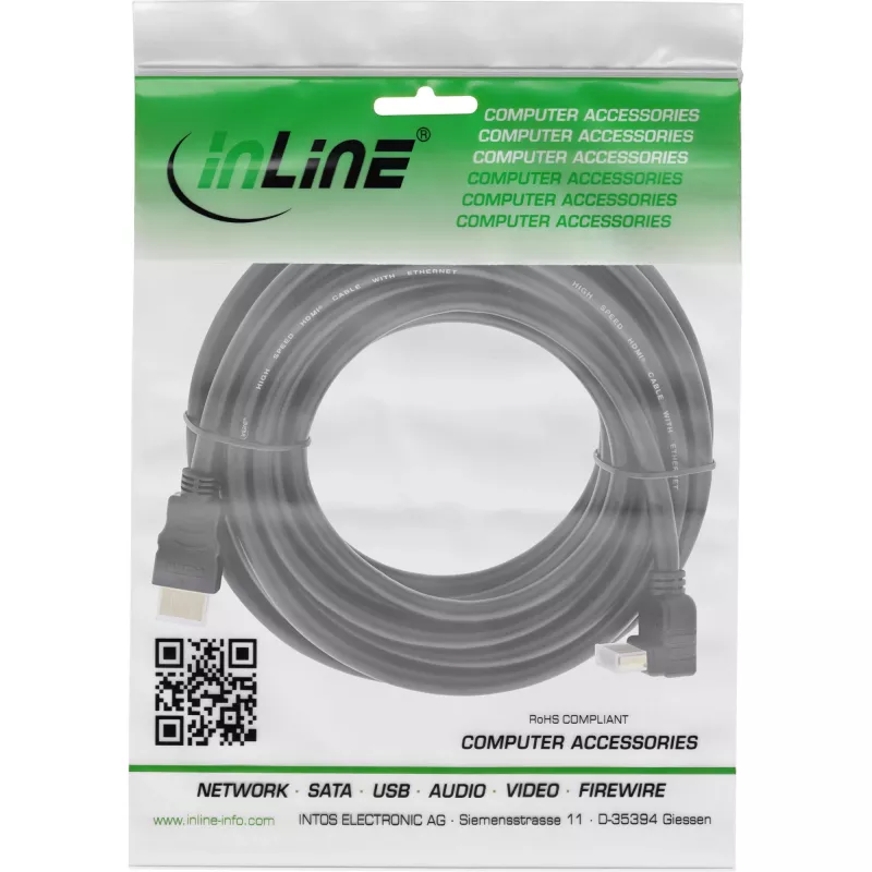 Cable HDMI High Speed con Ethernet en ángulo InLine 7,5 m