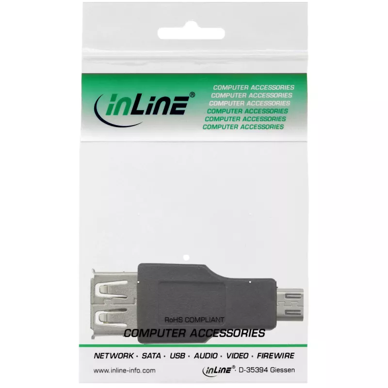 Adaptador Micro-USB InLine conector macho Micro-B conector hembra USB A 31604