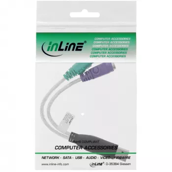 Convertidor USB a PS/2 InLine conector macho USB Type-A / 2x conector hembra PS/2