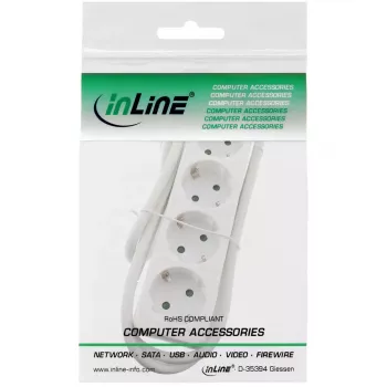 Regleta de enchufes InLine, 4 tomas schuko CEE 7/3, blanca, 1,5 m
