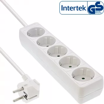 Regleta de enchufes InLine, 5 tomas schuko CEE 7/3, blanca, 1,5 m