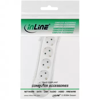 Regleta de enchufes InLine, 5 tomas schuko CEE 7/3, blanca, 1,5 m