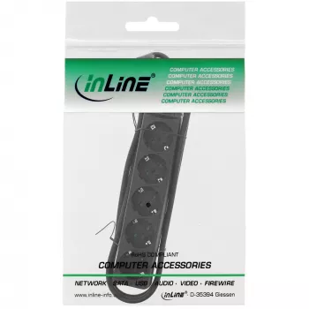 Regleta de enchufes InLine, 5 tomas schuko CEE 7/3, negra, 1,5 m