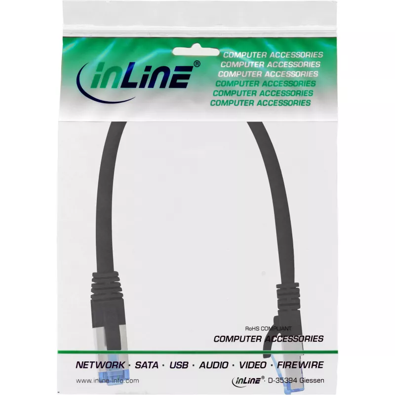 Cable de red S/FTP PiMF Cat.6A libre de halógenos 500 MHz negro 0,3 m InLine