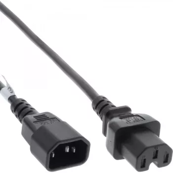 Alargador de cable de alimentación InLine, conector para aparatos calientes IEC-C15/IEC-C14 recto, 2 m