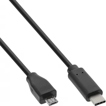 Cable USB 2.0 InLine, conector macho USB-C / conector macho Micro-B, negro, 0,5 m