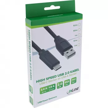 Cable USB 2.0 InLine 35736 conector macho USB-C / conector macho USB-A negro 0,5 m