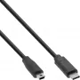 Cable USB 2.0 InLine, conector macho USB-C / conector macho Mini-B (5 pines), negro, 5 m